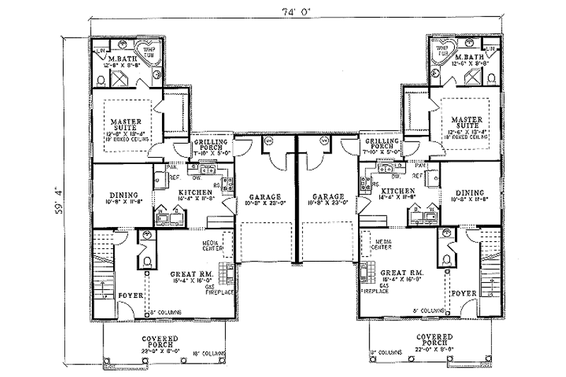 House Blueprint - Floor Plan - Main Floor for Traditional House Plan #17-2024 - 3 bed, 2.5 bath