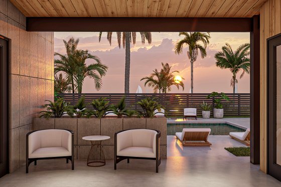 Exterior - Covered Porch for Modern House Plan #455-570 - 2 bed, 2 bath