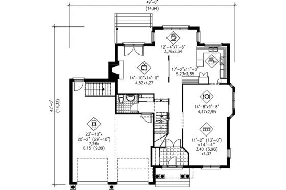 Floor Plan - Main Floor for Traditional House Plan #25-219 - 3 bed, 1.5 bath