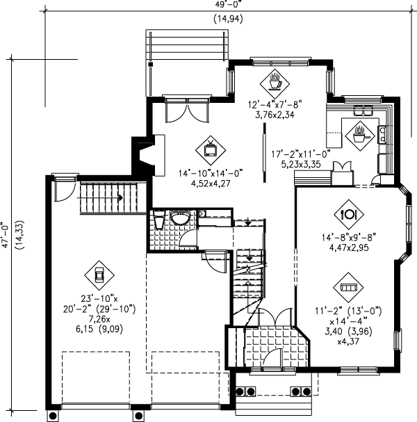 Architectural House Design - Traditional Floor Plan - Main Floor Plan #25-219