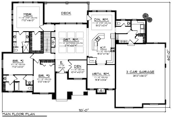 Architectural House Design - Ranch Floor Plan - Main Floor Plan #70-1281