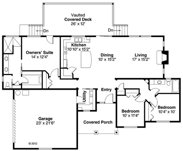 Architectural House Design - Ranch Floor Plan - Main Floor Plan #124-883