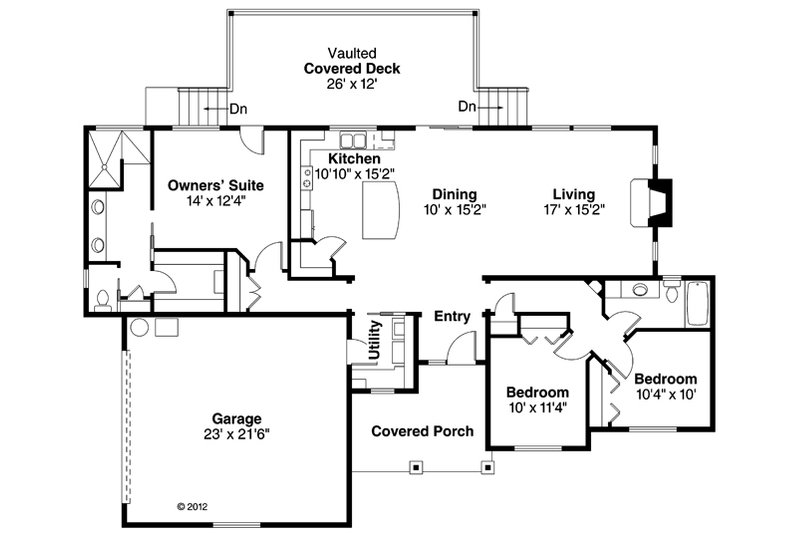 Ranch Style House Plan - 3 Beds 2 Baths 1639 Sq/Ft Plan #124-883 ...