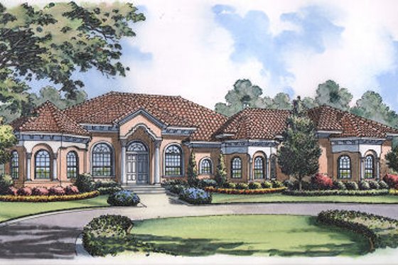 Exterior - Front Elevation for European House Plan #417-400 - 3 bed, 4 bath