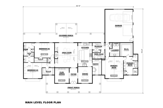 Floor Plan - Main Floor for Farmhouse House Plan #1117-47 - 3 bed, 2.5 bath
