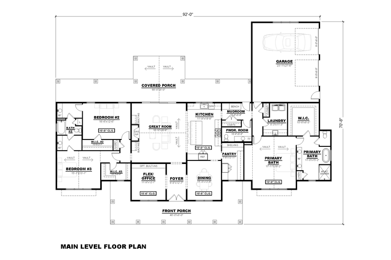 Dream House Plan - Floor Plan - Main Floor for Farmhouse House Plan #1117-47 - 3 bed, 2.5 bath