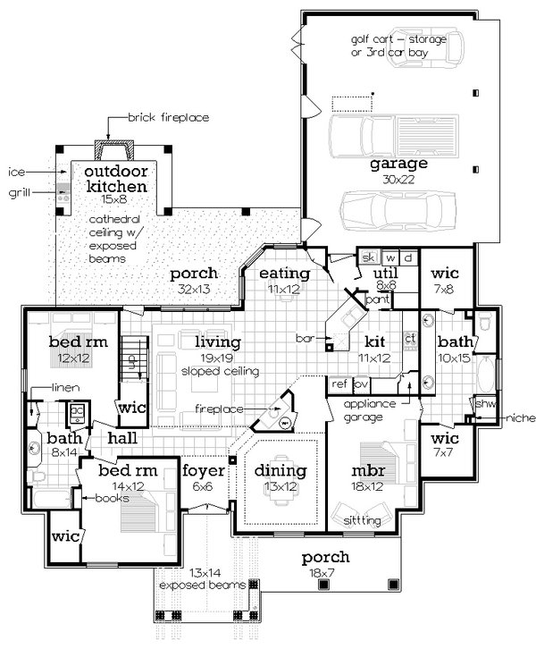 House Blueprint - Craftsman Floor Plan - Main Floor Plan #45-604