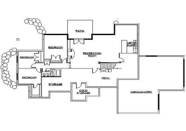 House Design - Bungalow Floor Plan - Lower Floor Plan #5-380