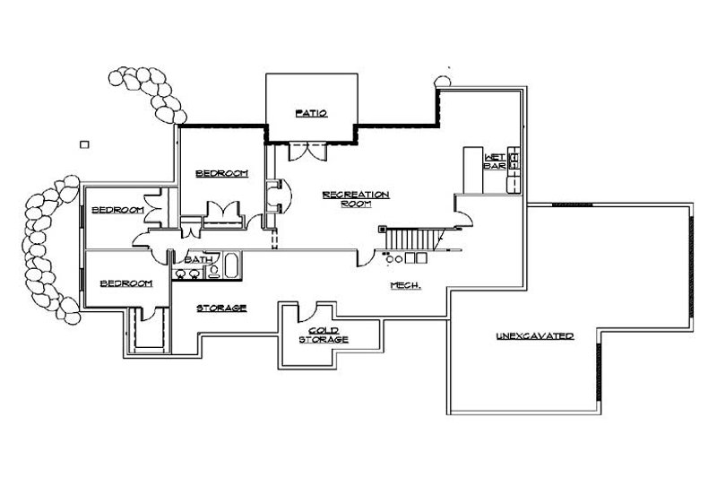Home Plan - Floor Plan - Lower Floor for Bungalow House Plan #5-380 - 5 bed, 3.5 bath