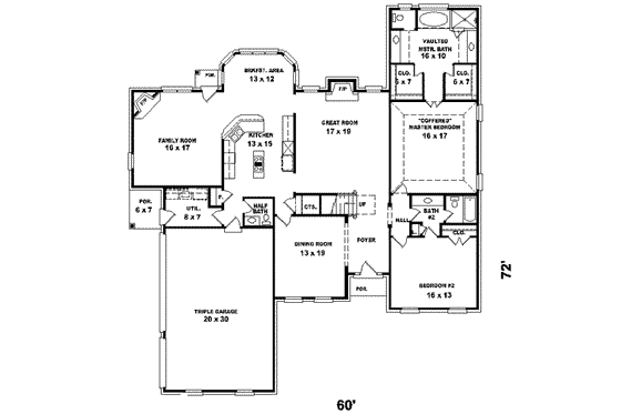 Floor Plan - Main Floor for Traditional House Plan #81-609 - 5 bed, 3.5 bath