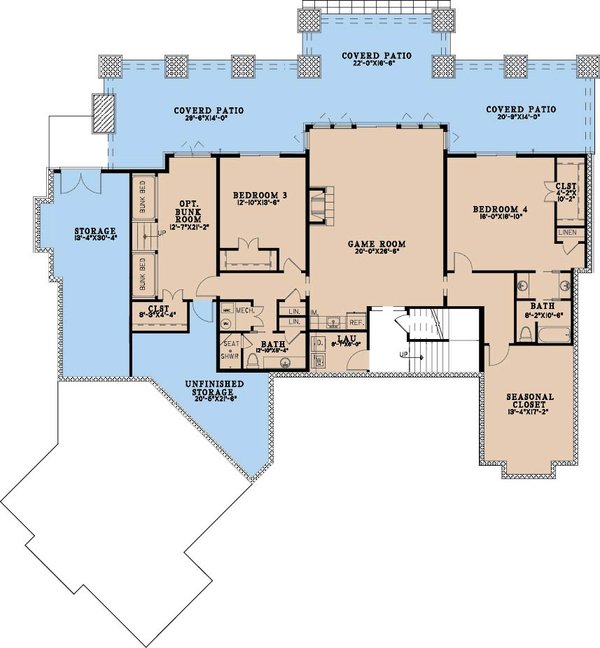 House Blueprint - Floor Plan - Lower Floor for Craftsman House Plan #923-512 - 5 bed, 4.5 bath