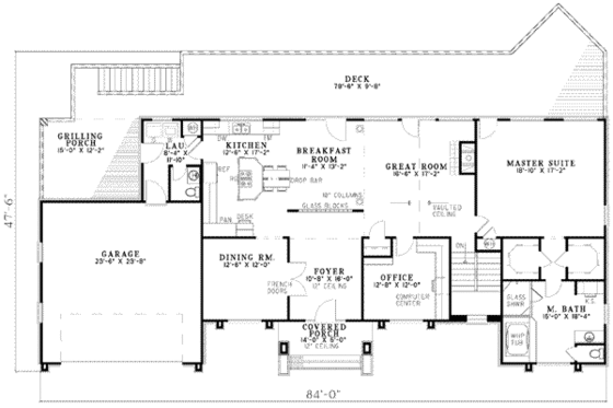 Floor Plan - Main Floor for Colonial House Plan #17-2097 - 4 bed, 3 bath