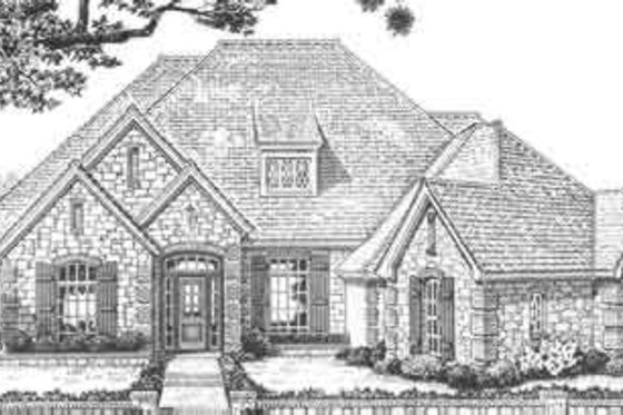 Exterior - Front Elevation for European House Plan #310-330 - 4 bed, 3.5 bath