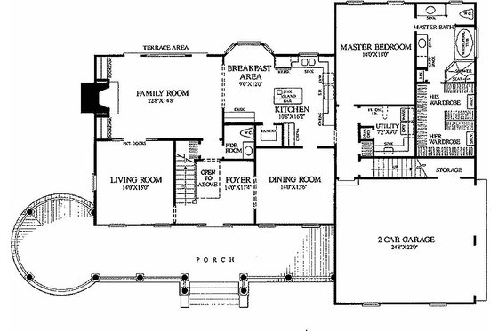 Floor Plan - Main Floor for Colonial House Plan #137-119 - 4 bed, 3.5 bath