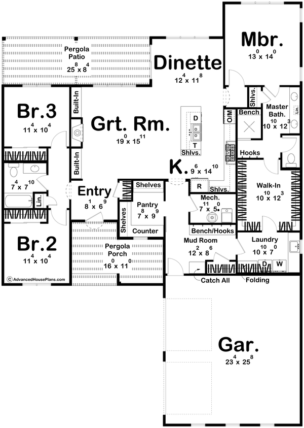 Adobe / Southwestern Floor Plan - Main Floor Plan #455-572