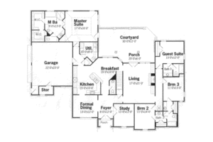 Floor Plan - Main Floor for European House Plan #15-148 - 4 bed, 3.5 bath