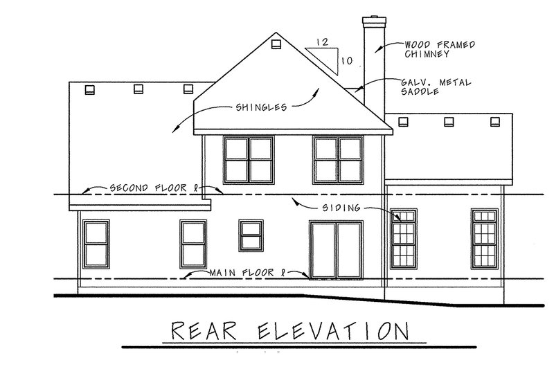 Architectural House Design - Exterior - Rear Elevation for European House Plan #20-244 - 3 bed, 2.5 bath
