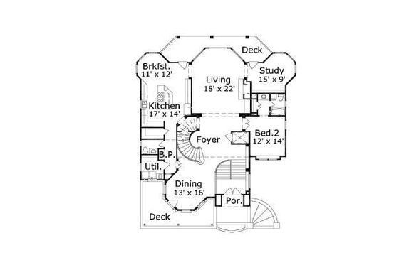 Floor Plan - Upper Floor for Mediterranean House Plan #411-158 - 3 bed, 3.5 bath