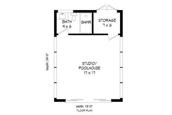 Floor Plan - Main Floor for Modern House Plan #932-182, 1 bath