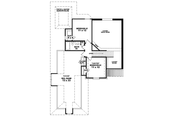 Floor Plan - Upper Floor for European House Plan #81-752 - 3 bed, 2.5 bath