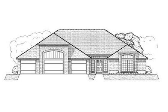 Exterior - Front Elevation for Ranch House Plan #65-371 - 3 bed, 3 bath