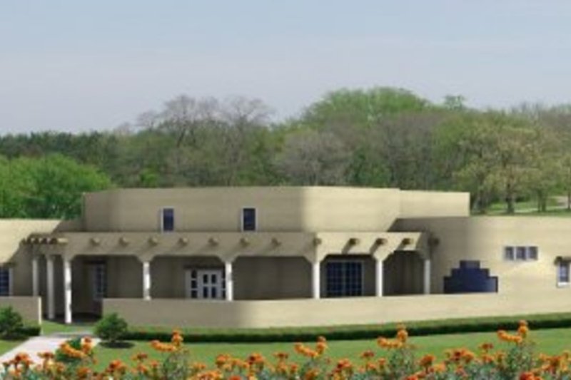 Architectural House Design - Adobe / Southwestern Exterior - Front Elevation Plan #1-872