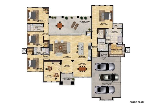 Floor Plan - Main Floor for European House Plan #1110-32 - 4 bed, 3 bath