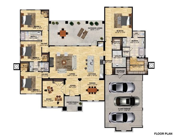 European Floor Plan - Main Floor Plan #1110-32