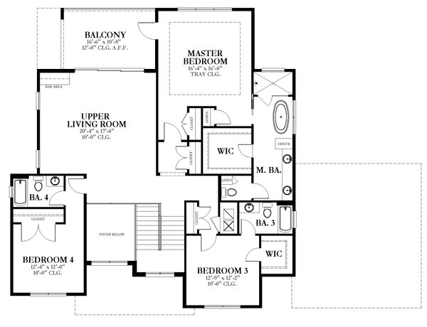 Traditional Floor Plan - Upper Floor Plan #1058-236