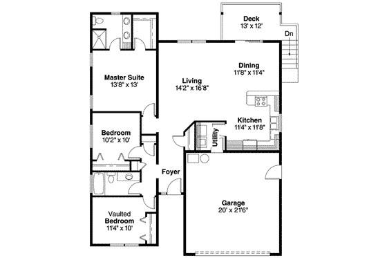 Floor Plan - Main Floor House Plan #124-594 - 3 bed, 2 bath