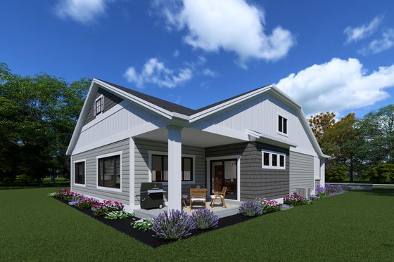 Exterior - Rear Elevation 2 for Ranch House Plan #1069-23 - 3 bed, 2 bath