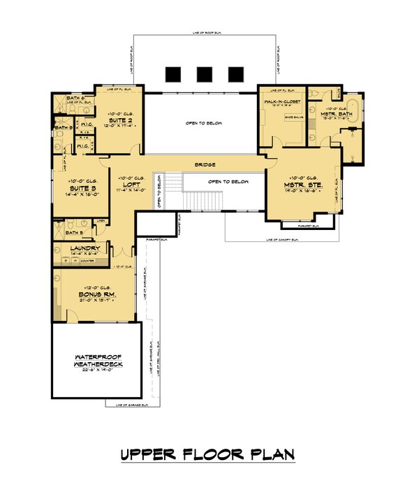 Contemporary Floor Plan - Upper Floor Plan #1066-135