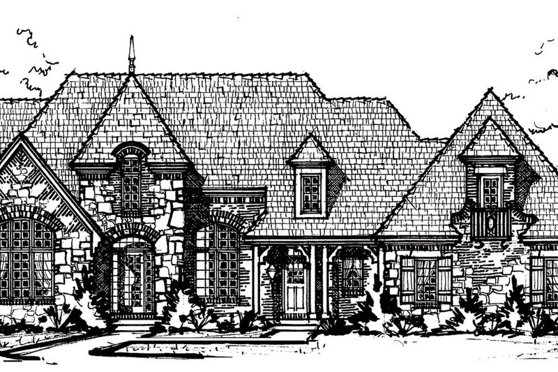 House Blueprint - Exterior - Front Elevation 3 for European House Plan #20-2203 - 3 bed, 4.5 bath