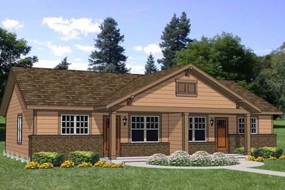 Exterior - Front Elevation for Craftsman House Plan #116-286 - 2 bed, 1 bath
