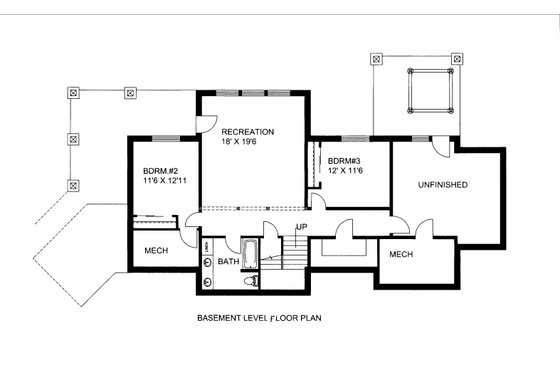 Floor Plan - Lower Floor for Craftsman House Plan #117-1115 - 3 bed, 3 bath