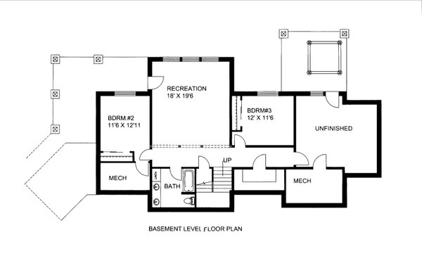 Floor Plan - Lower Floor for Craftsman House Plan #117-1115 - 3 bed, 3 bath
