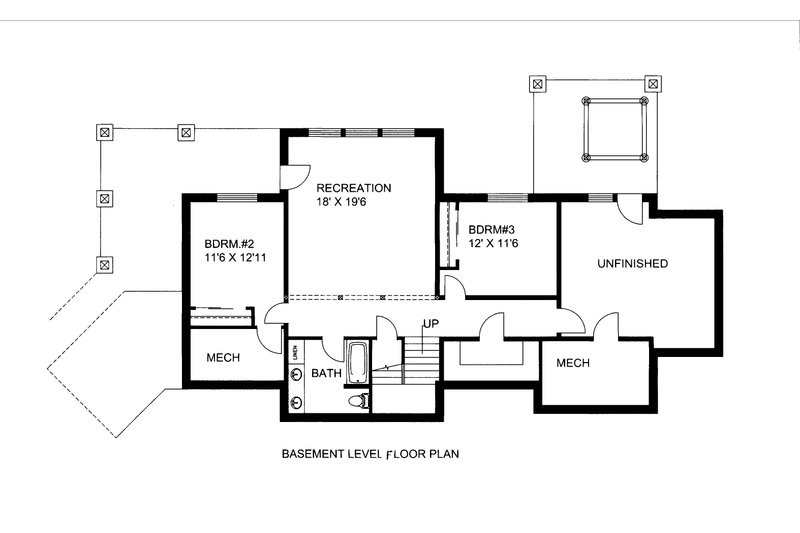 Dream House Plan - Floor Plan - Lower Floor for Craftsman House Plan #117-1115 - 3 bed, 3 bath
