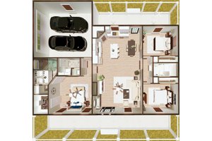 Floor Plan - Main Floor for Farmhouse House Plan #44-290 - 3 bed, 2 bath