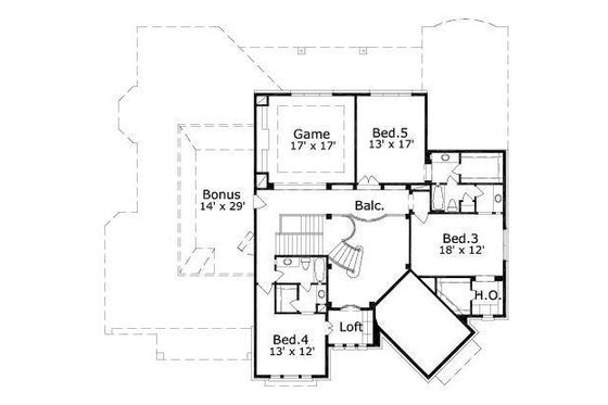 Floor Plan - Upper Floor for European House Plan #411-345 - 5 bed, 4.5 bath