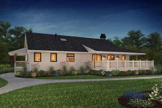 Exterior - Rear Elevation 3 for Farmhouse House Plan #47-647 - 3 bed, 2 bath
