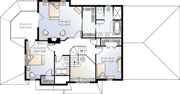 Traditional Floor Plan - Upper Floor Plan #23-409