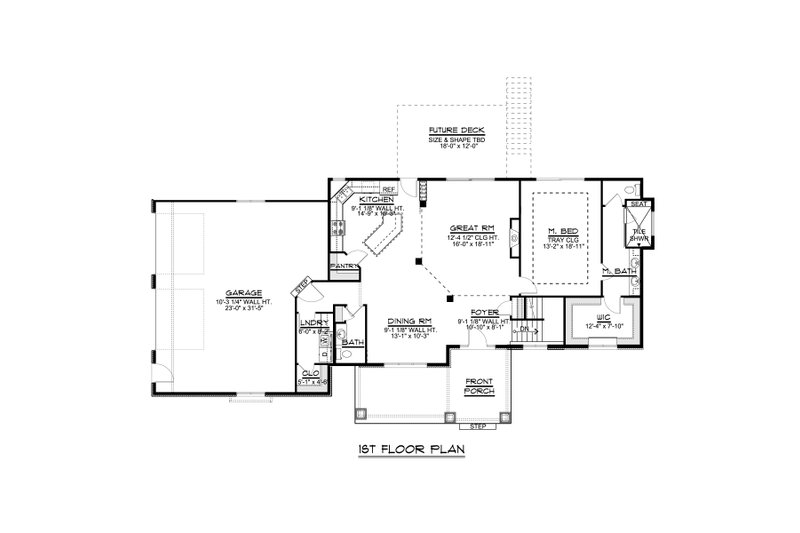 Architectural House Design - Floor Plan - Main Floor for Craftsman House Plan #1064-44 - 1 bed, 1.5 bath