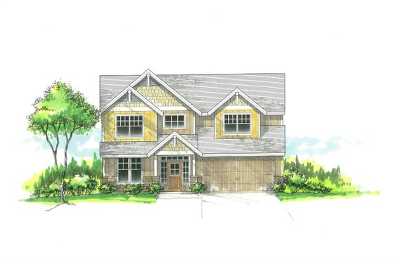 Exterior - Front Elevation for Craftsman House Plan #53-487 - 4 bed, 3 bath