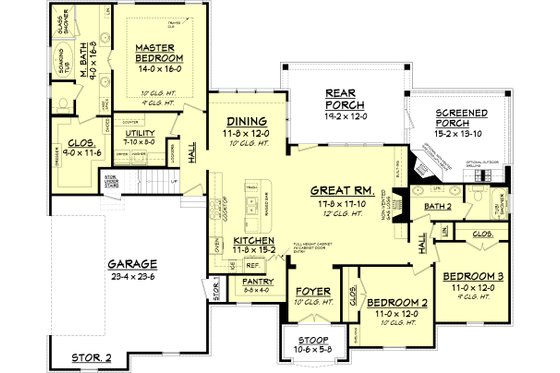 Floor Plan - Main Floor for European House Plan #430-118 - 3 bed, 2 bath