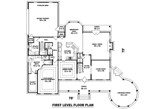 Floor Plan - Main Floor for Traditional House Plan #81-1152 - 4 bed, 4 bath