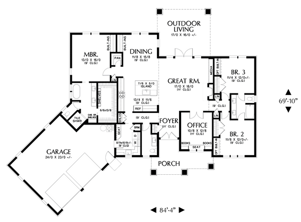 House Blueprint - Prairie Floor Plan - Main Floor Plan #48-1044