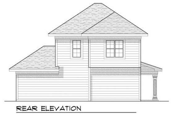 Exterior - Rear Elevation for Bungalow House Plan #70-969 - 2 bed, 1.5 bath