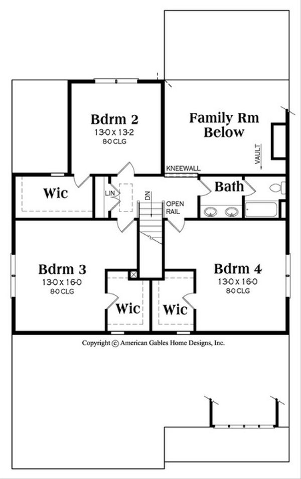 Country Floor Plan - Upper Floor Plan #419-319