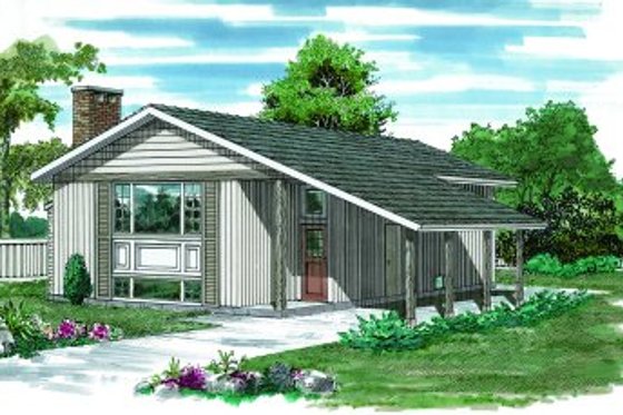 Exterior - Front Elevation for Traditional House Plan #47-123 - 3 bed, 1 bath