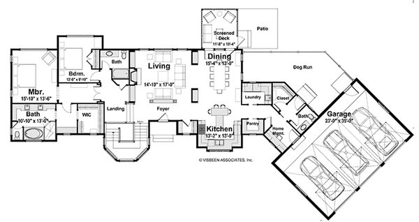 Architectural House Design - Floor Plan - Main Floor for Farmhouse House Plan #928-456 - 4 bed, 3.5 bath